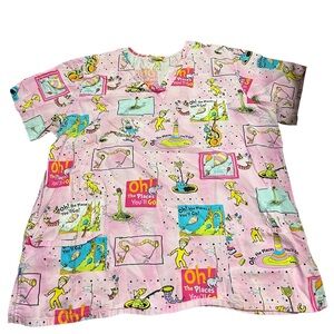 Y2K Dr. Seuss Oh The Places You’ll Go Scrub Top